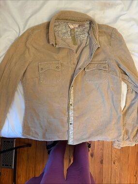 Andrew & Co Beige Corduroy Button-Up Jacket